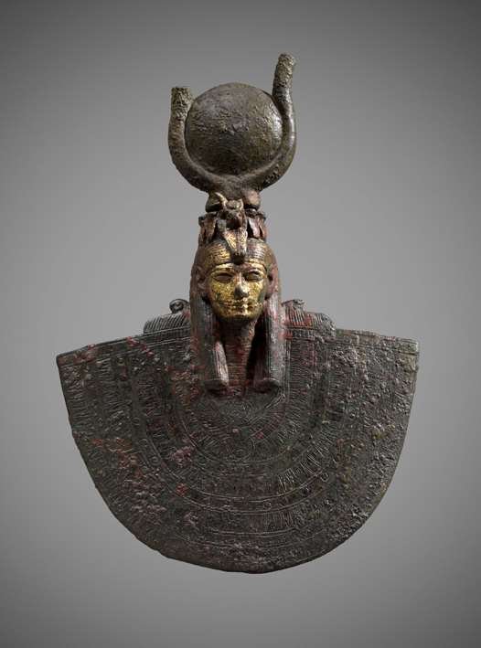 Egyptian gilt-bronze aegis with head of Isis